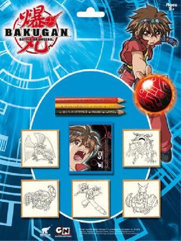 * Blister 5 raztek + pastelky BAKUGAN, PONIEN OBAL