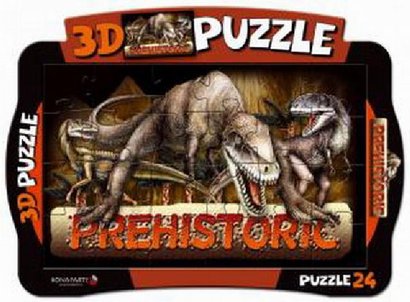 Puzzle 24 dilku Prehistorik s konturou 3D